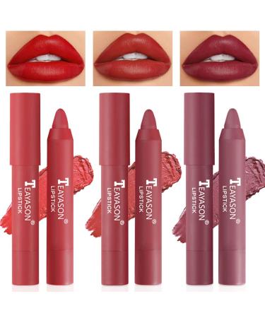 BINGBRUSH 3 Colors Smooth Matte Lipstick Pack Set  Moisture Longwear Color Stick Ultimate Lip Crayon for Makeup Collection - Nourishing Lipstick with a Matte Finish Waterproof Velvet Lipgloss Lip Stain 3 Count (Pack of 1...