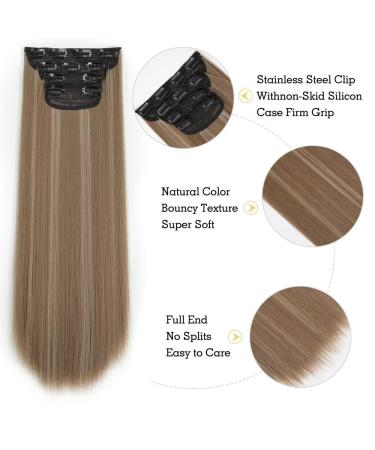 YDDM 24-Inch Clip-In Hair Extensions - Smooth Realistic Synthetic Hair - 4pcs Full Head - Affordable & Easy to Use for Women - Buy Online on GoSupps.com