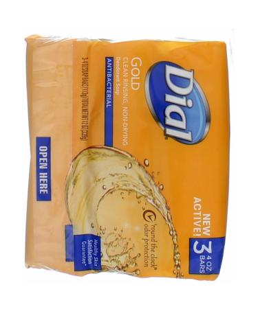 Dial Bar Soap Gold 4oz 3 Pack - Moisturizing & Antibacterial Cleansing Bars - Buy Online on GoSupps.com