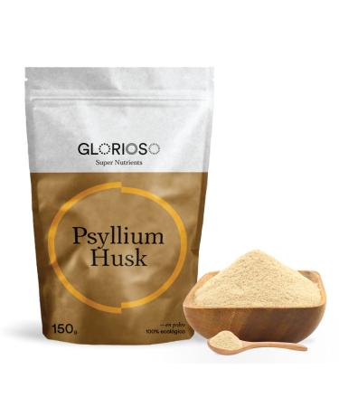 Psyllium Husk 100% Pure Organic Powder - 150g - Natural Source of Fiber from Psyllium Husk - Organic, Vegan & Gluten Free - Glorious Super Nutrients