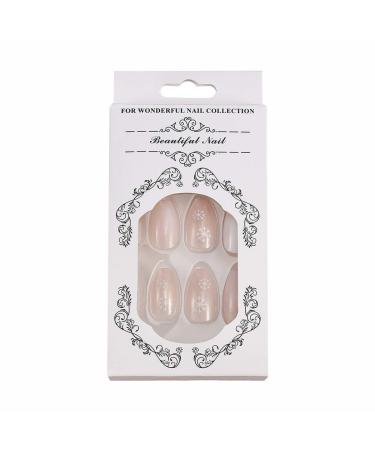 Brishow Glitter Short Ballerina Press-On Nails - 24 Pcs Artificial Fake Nails for Women & Girls | Snow Acrylic Design - Buy Online on GoSupps.com
