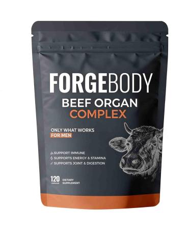 MORANDEE Forgebody Beef Organ Complex Supplement for Men 120 Capsules Grass Fed Beef Liver Capsules Immune Support Gluten Free Non-GMO (1)