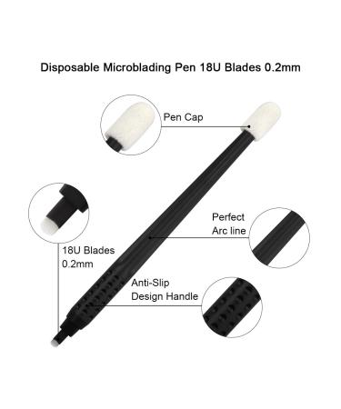 10pcs Disposable Microblading Manual Pen with 18 U Blades - Permanent Makeup 0.2MM Needles and Caps - Buy Online on GoSupps.com