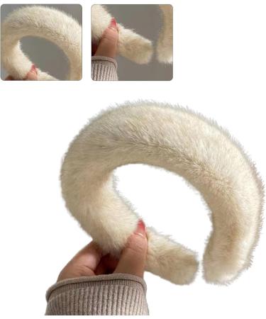 amangul Sweet Headbands Faux Furs Headband Fashion Headband Multipurpose Yoga Sports Spa Wide Brim Hair Hoop for Woman Girls(Beige) - Buy Online on GoSupps.com