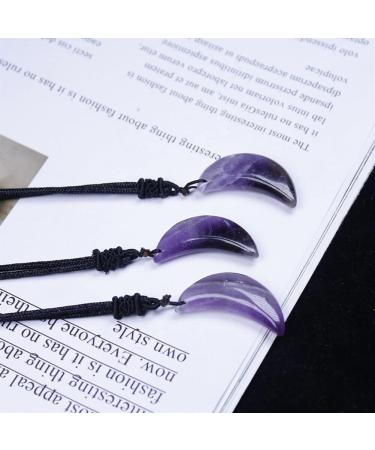 Amethyst Stone Natural Amethyst Crystal Quartz Moon Shape Pendant Reiki Stone Necklace 1pc Stone Mineral Specimen - Buy Online on GoSupps.com