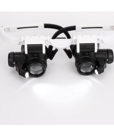 Professional 8X 15X 23X Hands Free Magnifier with LED Light Head Wearing Magnifier Eyeglasses Reading Loupe for Watch Electronic Repair Sewing Adjustable Lenses Full of Stars