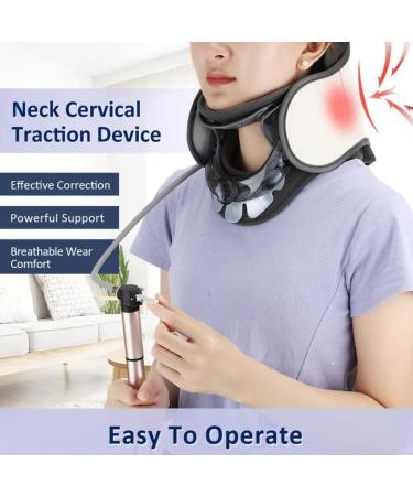 RKXKJ Inflatable Neck Support Stretcher - 6-Stage Cervical Traction Height Adjustable 360 Comfort Relief for Cervical Compression - International Shipping Available - Buy Online on GoSupps.com