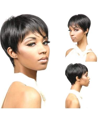 European and American wigs black women s fashion natural short straight hair African hair wigsDark brown Grandma ash