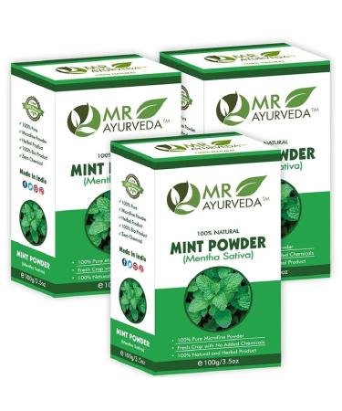 NENA Pure Mint Powder | Mint Powder for Face | Mint Powder Organic | Pudina Powder for Skin | Mint Powder for Hair | No Added Chemicals - Set of 3 (300 Grams)