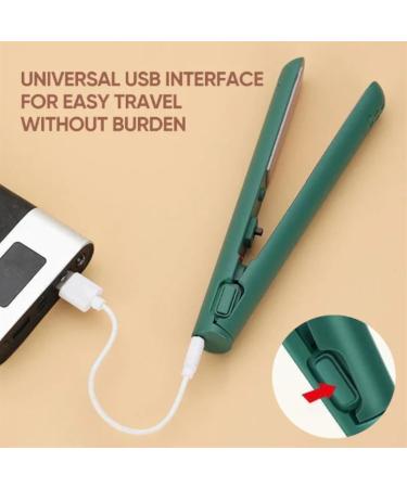 Portrait Mini Dual-Purpose Curling Iron - 2-in-1 USB Hair Straightener & Curler | Portable Ceramic Hair Wand (6.7in White) for Travel - Buy Online on GoSupps.com