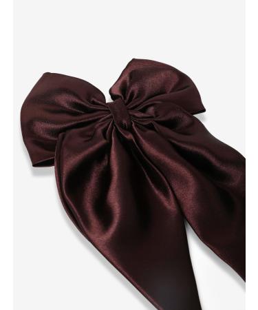 Arendelle Satin Long Tail Bow in Brown | Bow Hairpin clip for Women and Girls | Anti-Hair Breakage Hairclips ABW011  - Buy Online on GoSupps.com