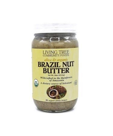 Living Tree Community Foods - Alive & Raw Organic Brazil Nut Butter - Nut Butter Made in Small Batches & Always Fresh - 16 Ounce Jar Brazil Nut 1 Pound (Pack of 1)