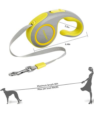 10FT Fluorescent Retractable Leash for Small Dogs/Cats - Strong Nylon Tape - Up to 33lbs - Fluorescent Yellow - Buy Online on GoSupps.com
