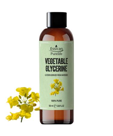 Vegetable Glycerin 100ml - Liquid Glycerin for Skin & Hair Pure Glycerin for Face Vegetable Glycerine for Cleaning Pure Glycerine for Skin Vegetable Glycerine Food Grade 100% Pure Glycerin Oil