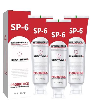 3 PCS SP 6 Toothpaste Fluoride Free Toothpaste Fresh Breath Stain Removing Deep Cleaning Care Teeth Health Strengthens Tooth Enamel for Sensitive Teeth Ideal for Daily Use 4.9 OZ 3pcs (140g Flip-top)