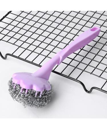 kesurpae ABS Steel Wire Cleaning Brush Portable Long Handle Washable Reusable Household Kitchen Cooking Bench Plate Brushes Purple - Buy Online on GoSupps.com