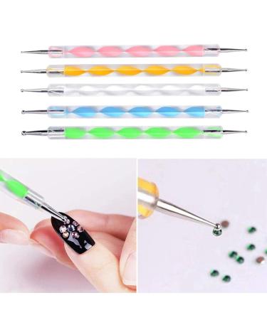 5pcs 2 Way Nail Polish Pen Marbling Tool Set - Nail Art Dotting Pens for Manicure - Perfect for Creative Designs - Buy Online on GoSupps.com