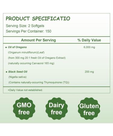 Buy 2 in 1 Oil of Oregano & Black Seed Oil - 6000mg & 200mg Softgel Capsules - 300 Count for Immune Support | International Shipping - Buy Online on GoSupps.com