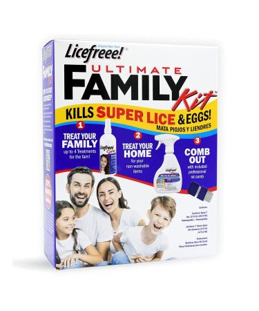 Licefreee Ultimate Family Lice Kit, Treats Entire Family & Home, Includes Largest Size Licefreee Spray to Kill Lice on Head, Large Licefreee Home Furniture Spray & NitDuo Two Sided Metal Lice Comb