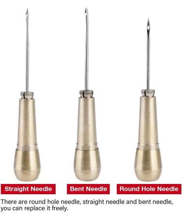 Copper Handle Sewing Awl Kit with 3 Needles - DIY Tool for Canvas and Leather Repair - Buy Online on GoSupps.com