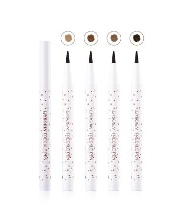 Freckle Pen 4 Colors Available Vivid Lifelike Freckle Makeup Pen Waterproof Long Lasting Quick Dry Small Spot Pen - Light Brown Coffee Chestnut Dark Brown