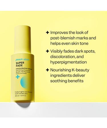 Peach Slices - Super Fade Discoloration Serum for Face (1.01 oz) - Dark Spots Hyperpigmentation Uneven Skin - Niacinamide Serum - Tranexamic Acid - Vegan & Cruelty Free - Korean Skin Care & Beauty - Buy Online on GoSupps.com