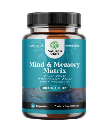 Natural Mind and Memory Supplement for Increased Mental Performance and Clarity Supports Brain Function Made with Pure Green Tea Extract DMAE Bitartrate and Vitamins 60 Capsules by Natures Craft