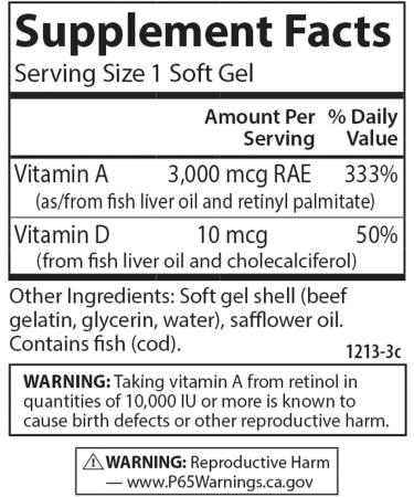 Carlson - A & D 10000 IU (3000 mcg RAE) Vitamin A 400 IU (10 mcg) Vitamin D3 Vision Support Skin Health 300 Soft Gels - Buy Online on GoSupps.com
