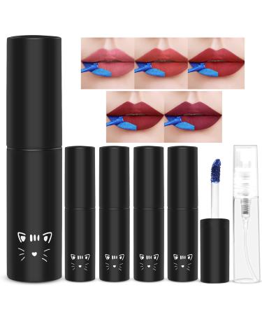 DAGEDA 5 Colors Lip Stain,Peel Off Lip Stain Lip Tint,Tattoo Color Lip Gloss,Long Lasting Waterproof Liquid Lipstick with 5ML Empty Spray Bottle,Non-stick Cup Lip Stain Tint Lip Makeup for Women Girls