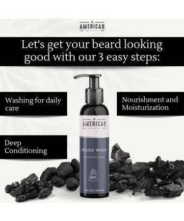 Beard Wash for Sensitive Skin | American Shaving Co | Charcoal Infused | Softens Beard Eliminates Dandruff & Frizziness | 8 oz - Buy Online on GoSupps.com