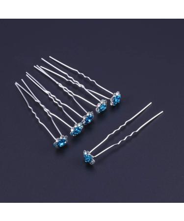 Frcolor 20Pcs Strass Hairpins - Blue Flower Hair Needles for Wedding & Bridal Updos - U-Shaped Hairdress Accessories - Buy Online on GoSupps.com