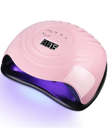 Birshe Geln gel Lamp UV LED 168W Professional nail dryer lamp UV lamp nails for gel nail polish portable nail dryers with 10/30/60/99S Timer sensor LCD display (Playful pink)