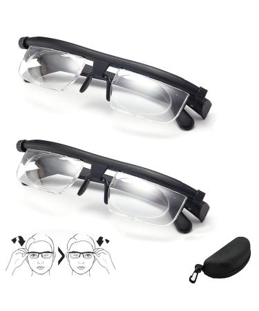 Adjustable glasses with adjustment wheel diopter myopia glasses for reading nearsighted farsighted unisex distance reading. (Color : 2pc)