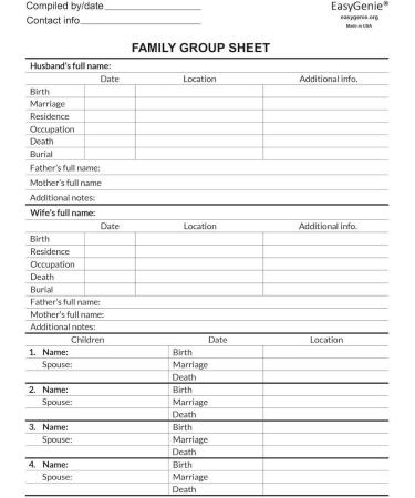 Large Print Family Group Sheets for Ancestry (30 Sheets) - Archival Quality Genealogy Forms - Buy Online on GoSupps.com