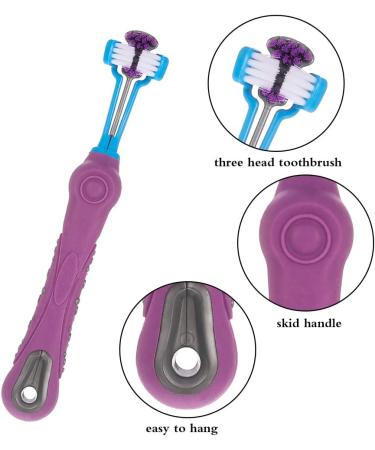 tonyg-p 3 Sided Dog Toothbrush with Silicone Finger Toothbrush Pet Toothbrush Addition Bad Breath Tartar Teeth Care for Small to Large Dogs Cats Cleaning Mouth (Orange Purple Blue) - Buy Online on GoSupps.com