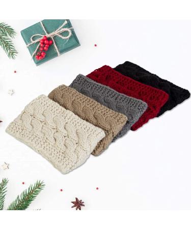 Winter Knitted Headband Set for Women - Ear Warmer Wraps in Black, Camel, Dark Grey, Beige & Red - Buy Online on GoSupps.com