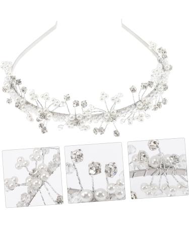 PLAFOPE Flower Girl Wedding Headband Flower Girl Headpieces for Wedding Headband Hair Ties Bride Tiara Hair Ties with Bows Hair Jewelry Hair Accessories Crystal Beads White - Buy Online on GoSupps.com
