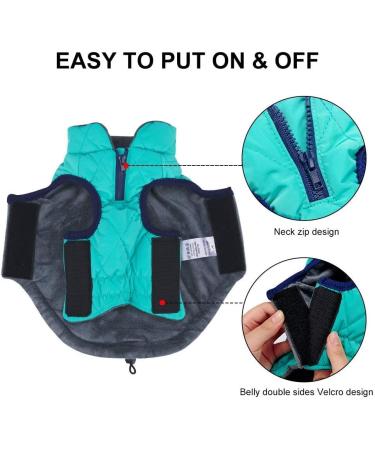 Shop Docio Dog Winter Coat - Cotton Padded Jacket Vest for Small Dogs | L Turquoise | 1-Pack - Buy Online on GoSupps.com