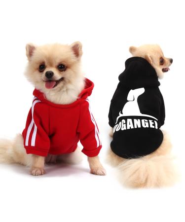QiCheng&LYS Dog Hoodie Dog Winter Coat Small Dogs Jacket for Chihuahua (A-Black/Red XS) A-Black/Red XS