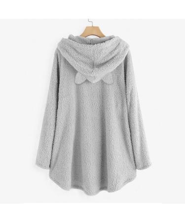 Bigfanshu Womans Tops Fleece Cat Ear Plus Size Long Sleeve Hoodie Pocket Top Sweater Blouse Gray - Buy Online on GoSupps.com