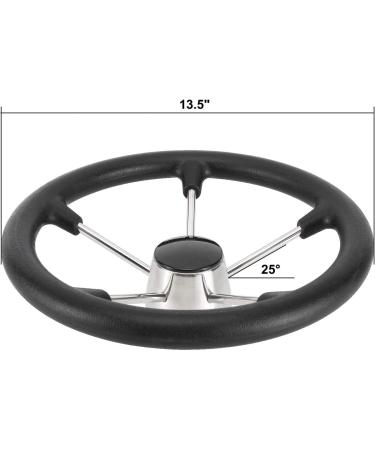DasMarine 13.5 Boat Steering Wheel - 304 Stainless Steel with Black PU Foam - 25 Degree Dish - 3/4 Shaft - 5 Spoke Design - Buy Online on GoSupps.com