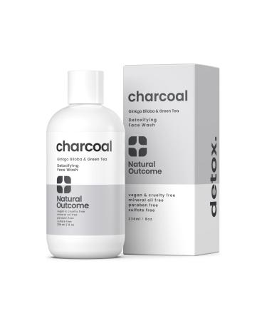 Natural Outcome Charcoal Face Wash | Daily Detoxifying Charcoal Cleanser for Acne | Deep Pore Cleanser Hydrates & Purifies Skin with Green Tea  Aloe Vera  & Ginkgo Biloba | For Men & Women | 8 oz