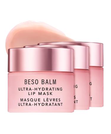 JLO BEAUTY Lip Mask, Vanilla Scented, Ultra Hydrating Lip Gloss Finish, Helps Visibly Plump, Smooth & Soften, Daytime or Overnight Sleeping Mask to Moisturize Flaky, Dry Lips, Beso Balm, 3 Pack