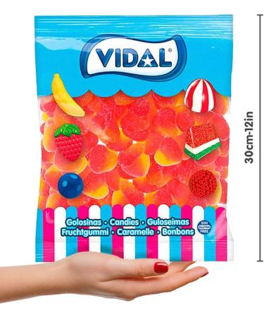 Vidal Fishing Taste Rubber Sugar Peach Flavour Red and Orange Colours 1kg Bag - Buy Online on GoSupps.com
