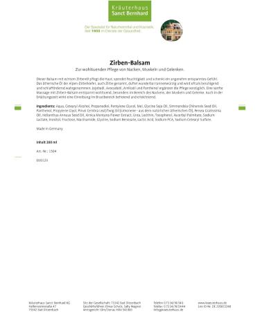 Sanct Bernhard Pine Balm with Real Pine Oil - Soothing Relief for Neck Muscles & Joints - 200ml - International Shipping Available - Buy Online on GoSupps.com