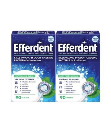 Efferdent Retainer Cleaning Tablets Denture Cleaning Tablets for Dental Appliances Minty Fresh & Clean 90 Count. (Pack of 2) 90 Count (Pack of 2)