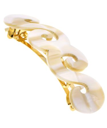 Camila Paris CP3169 French Hair Barrette Clip for Girls  Handmade  White  Gold Metal Clasp Strong Hold Grip Hair Clips for Women  No Slip and Durable Styling Girls Hair Accessories  Made in France