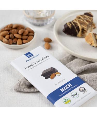 Buy Makri Bio Dattel Chocolate - Vegan Fair Trade No Refined Sugar Dark Almond 68% - 10 Plates - Healthy Snack! - Buy Online on GoSupps.com
