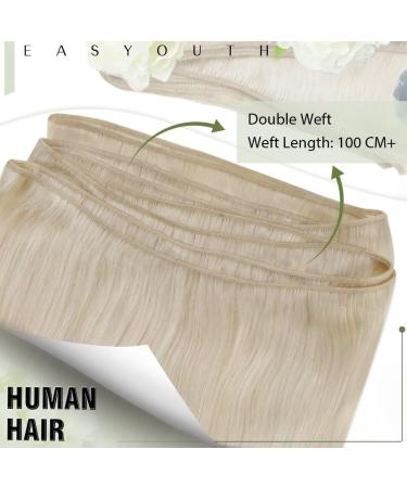 Easyouth Platinum Blonde Remy Human Hair Extensions - 22 Inch Double Weft 100g #60 - Buy Online on GoSupps.com