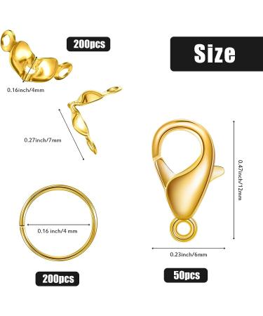 450-Piece Jewelry Making Kit - Bead Tips, Jump Rings, Lobster Clasps for DIY Crafts (Gold) - Buy Online on GoSupps.com